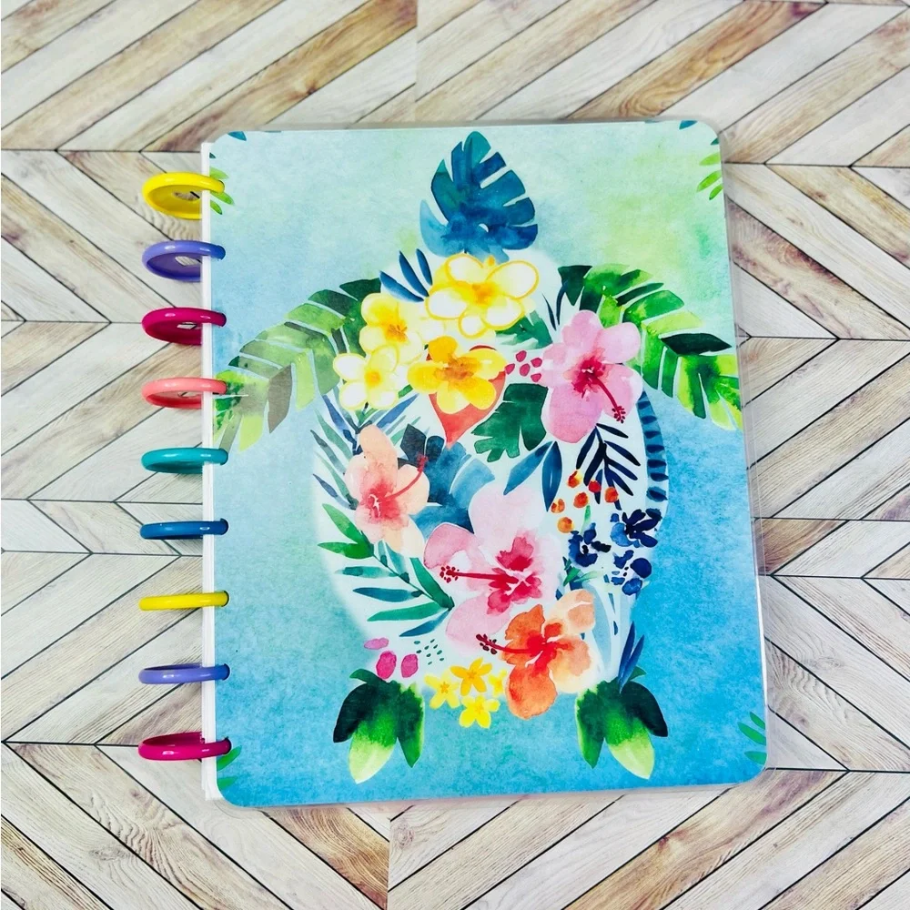 Classic happy planner size undated 12 months tropical turtle aloha flowers